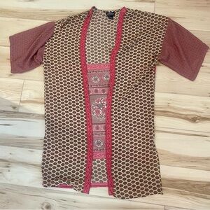 Angie Kimono Multi Print Pinks and Tans and Browns Size Small